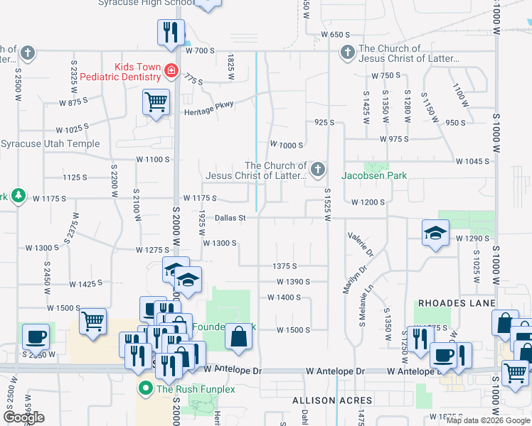 map of restaurants, bars, coffee shops, grocery stores, and more near 1163 Banbury Drive in Syracuse