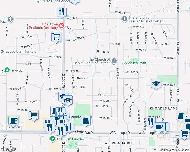 map of restaurants, bars, coffee shops, grocery stores, and more near 1163 Banbury Drive in Syracuse