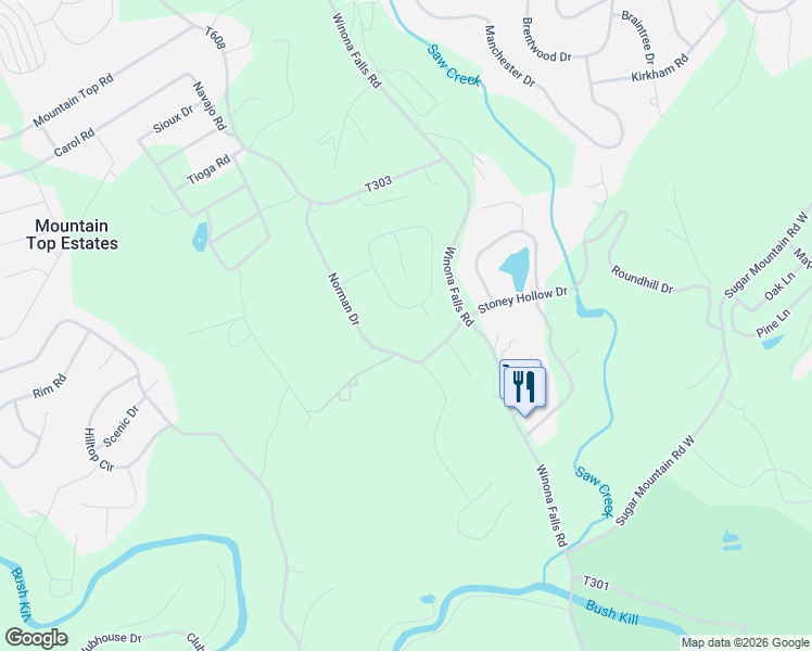 map of restaurants, bars, coffee shops, grocery stores, and more near 3587 Acorn Circle in East Stroudsburg