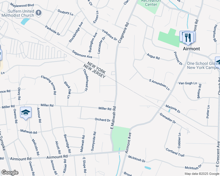 map of restaurants, bars, coffee shops, grocery stores, and more near 282 Martis Place in Mahwah