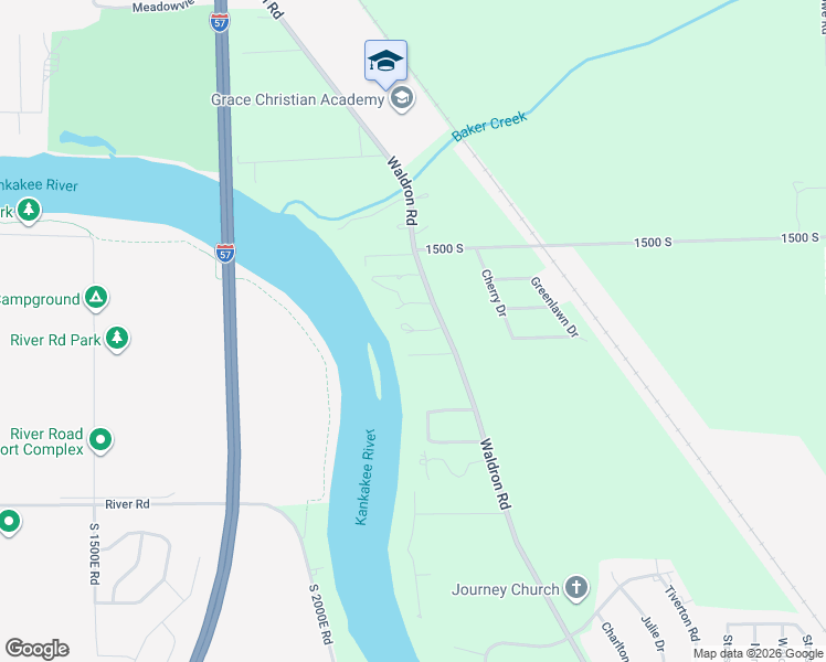 map of restaurants, bars, coffee shops, grocery stores, and more near 2664 Waldron Road in Kankakee