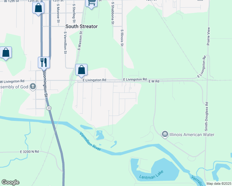 map of restaurants, bars, coffee shops, grocery stores, and more near 1806 Barr Street in Streator