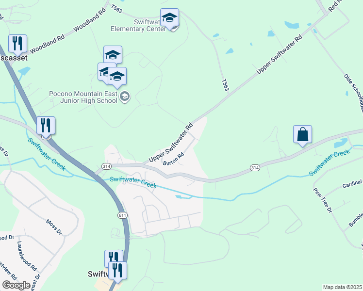 map of restaurants, bars, coffee shops, grocery stores, and more near 244 Upper Swiftwater Road in Cresco