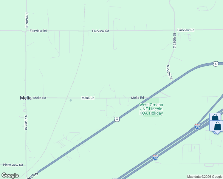 map of restaurants, bars, coffee shops, grocery stores, and more near 22608 Melia Road in Gretna
