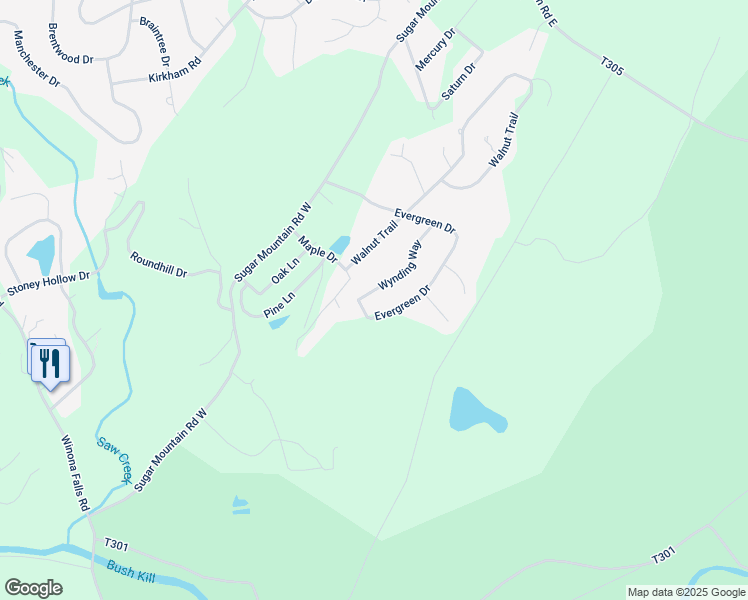 map of restaurants, bars, coffee shops, grocery stores, and more near 252 Wynding Way in Bushkill