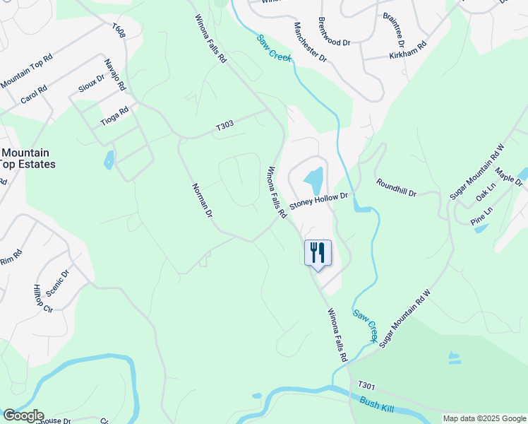 map of restaurants, bars, coffee shops, grocery stores, and more near 4205 Acorn Circle in East Stroudsburg