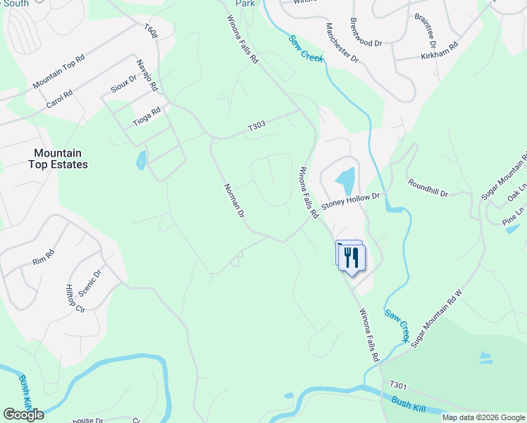 map of restaurants, bars, coffee shops, grocery stores, and more near 3587 Acorn Circle in East Stroudsburg