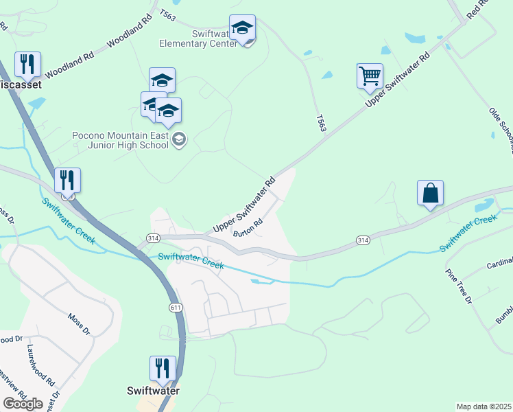 map of restaurants, bars, coffee shops, grocery stores, and more near 244 Upper Swiftwater Road in Cresco