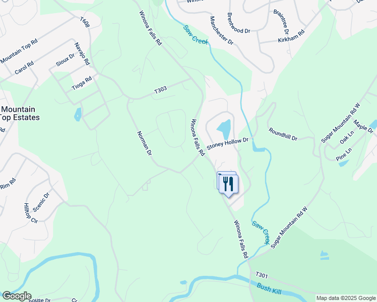 map of restaurants, bars, coffee shops, grocery stores, and more near 4205 Acorn Circle in East Stroudsburg