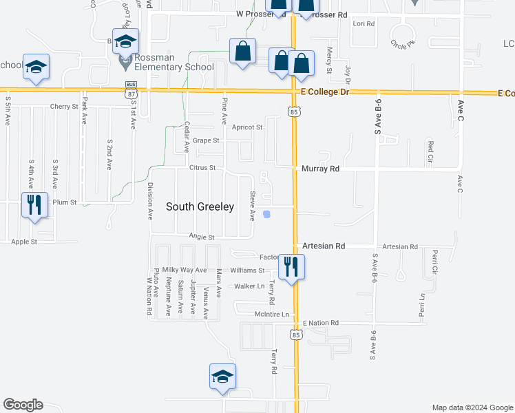 map of restaurants, bars, coffee shops, grocery stores, and more near 2218 Steve Avenue in Cheyenne