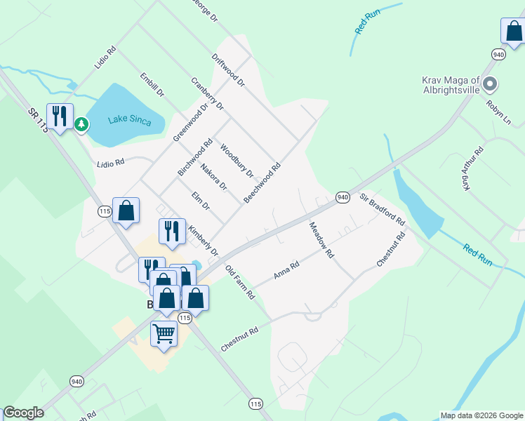 map of restaurants, bars, coffee shops, grocery stores, and more near Pine Rd in Monroe
