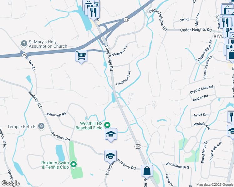map of restaurants, bars, coffee shops, grocery stores, and more near 819 Connecticut 104 in Stamford