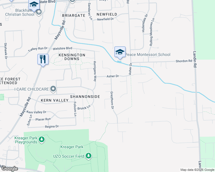 map of restaurants, bars, coffee shops, grocery stores, and more near 8226 Surrey Court in Fort Wayne