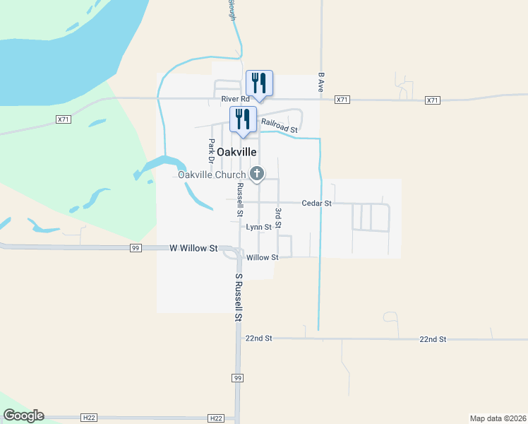 map of restaurants, bars, coffee shops, grocery stores, and more near 301-399 3rd Street in Oakville