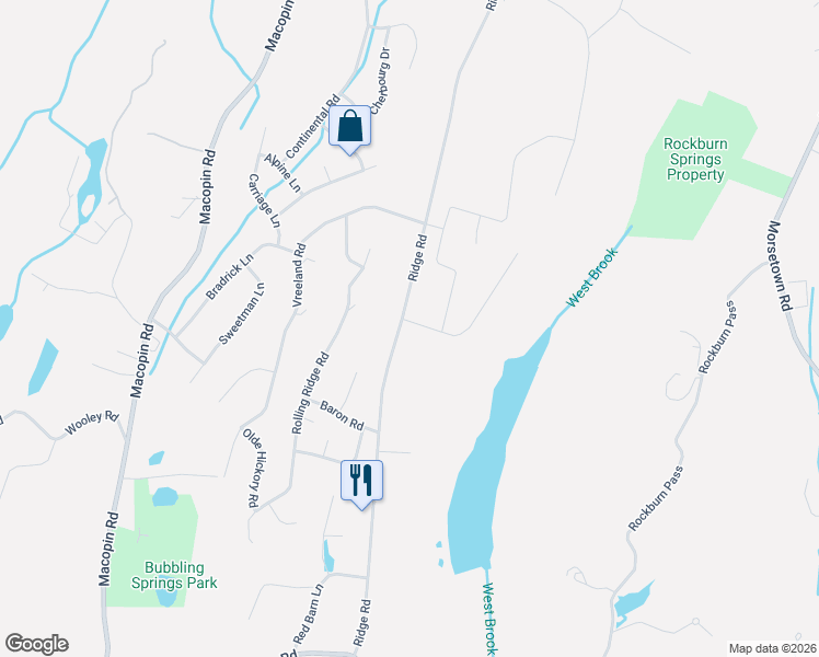 map of restaurants, bars, coffee shops, grocery stores, and more near 144 Ridge Road in West Milford