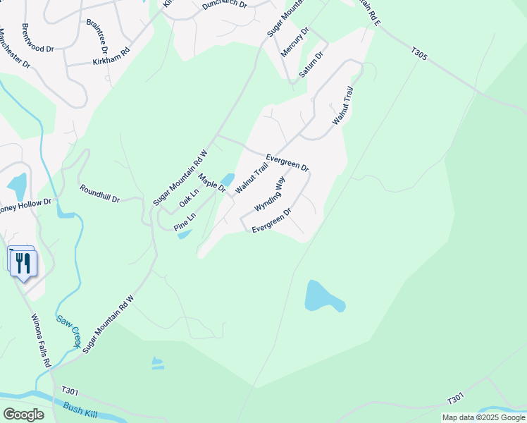 map of restaurants, bars, coffee shops, grocery stores, and more near 260 Wynding Way in Bushkill