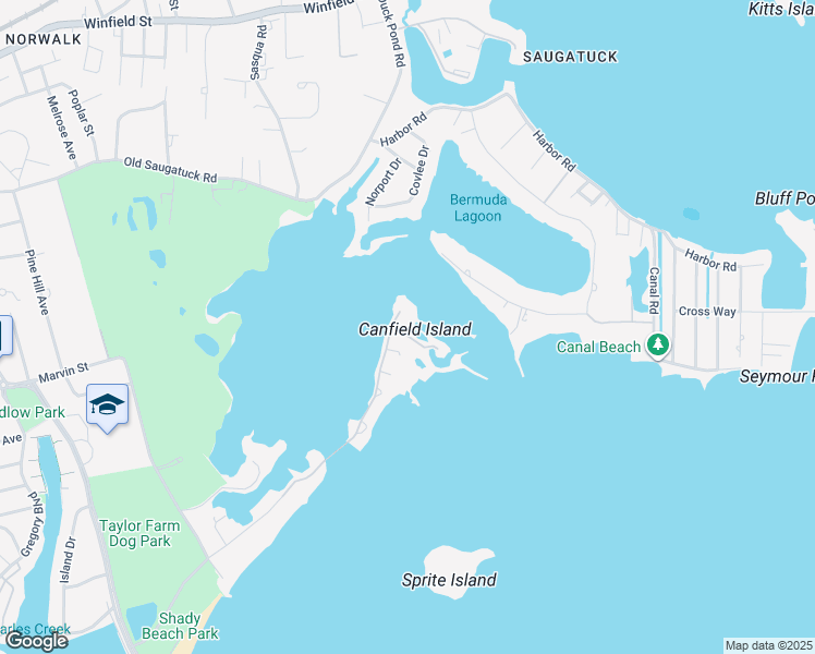 map of restaurants, bars, coffee shops, grocery stores, and more near 52 Shorehaven Road in Westport