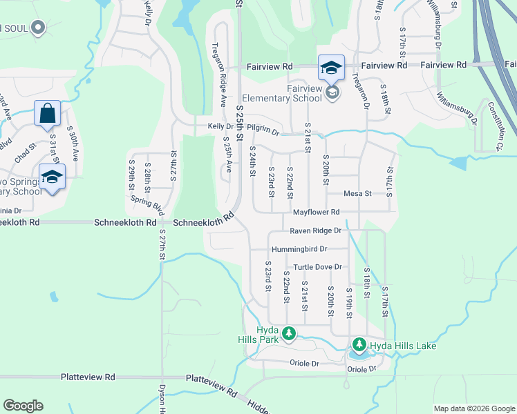 map of restaurants, bars, coffee shops, grocery stores, and more near 14513 S 24th St in Bellevue