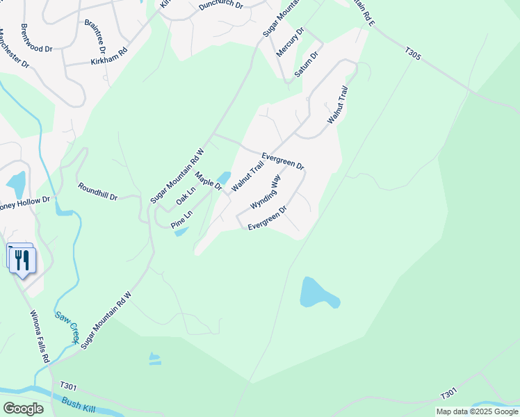 map of restaurants, bars, coffee shops, grocery stores, and more near 260 Wynding Way in Bushkill