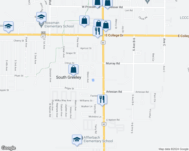 map of restaurants, bars, coffee shops, grocery stores, and more near 200 Country West Road in Cheyenne