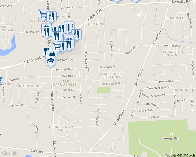 map of restaurants, bars, coffee shops, grocery stores, and more near 6909 Blairwood Dr in Fort Wayne