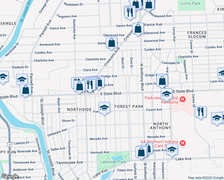 2305 Florida Drive Fort Wayne In Walk Score Map Of Restaurants Bars Coffee S Grocery Ore Near 2305