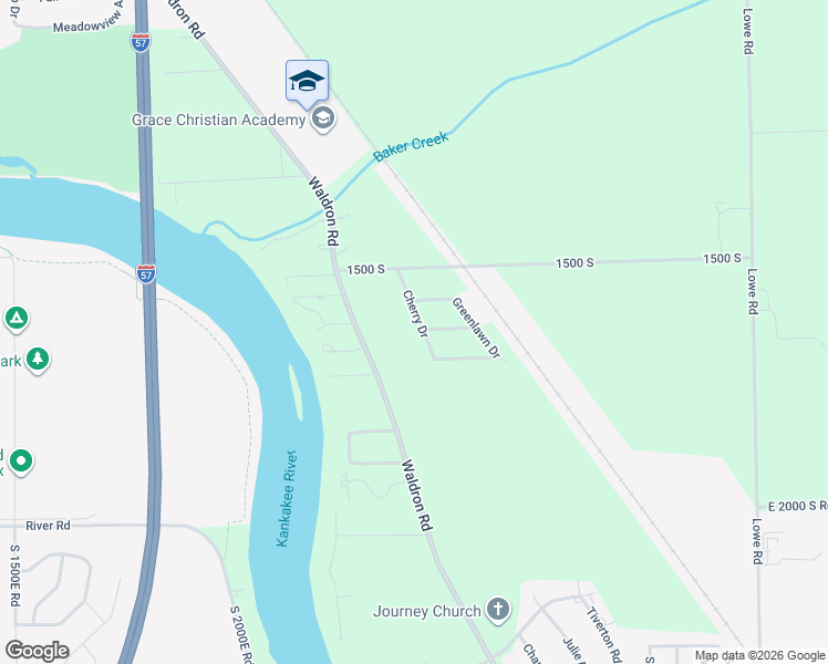 map of restaurants, bars, coffee shops, grocery stores, and more near 54 Cherry Drive in Kankakee