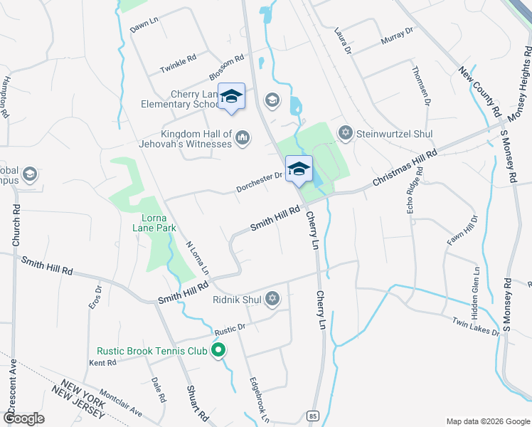 map of restaurants, bars, coffee shops, grocery stores, and more near 18 Smith Hill Road in Airmont