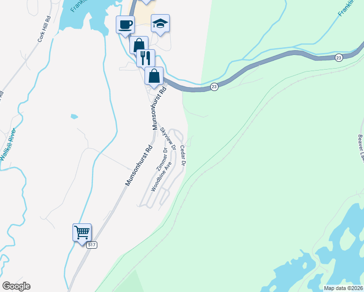 map of restaurants, bars, coffee shops, grocery stores, and more near 142 Sunrise Drive in Franklin
