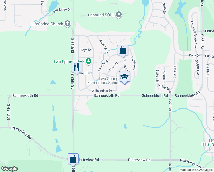 map of restaurants, bars, coffee shops, grocery stores, and more near 3214 Wilhelminia Drive in Bellevue