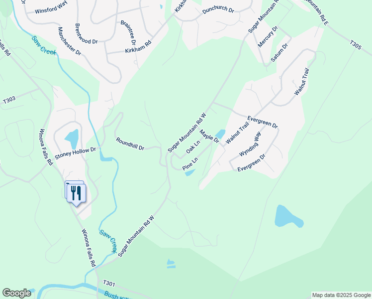 map of restaurants, bars, coffee shops, grocery stores, and more near 4120 Oak Lane in Bushkill