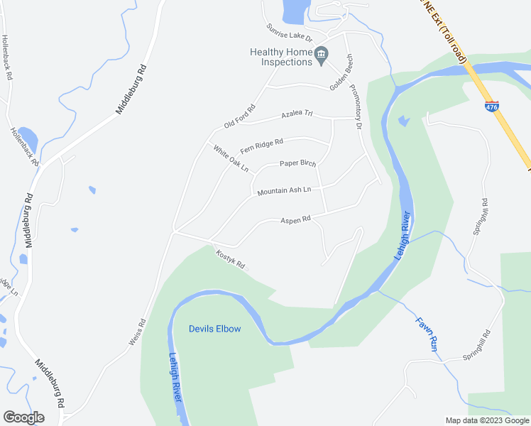 map of restaurants, bars, coffee shops, grocery stores, and more near 738 Aspen Road in White Haven