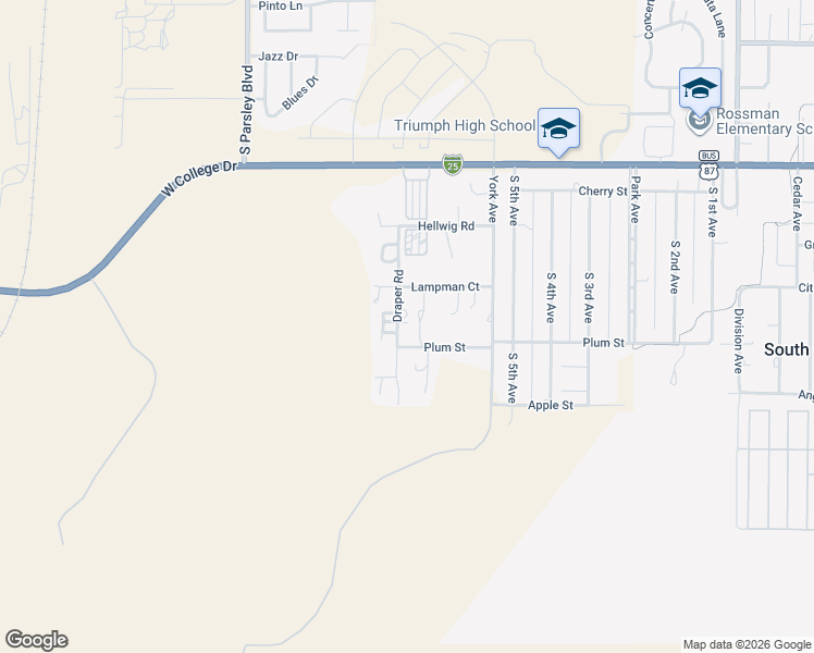 map of restaurants, bars, coffee shops, grocery stores, and more near 2216 Draper Road in Cheyenne
