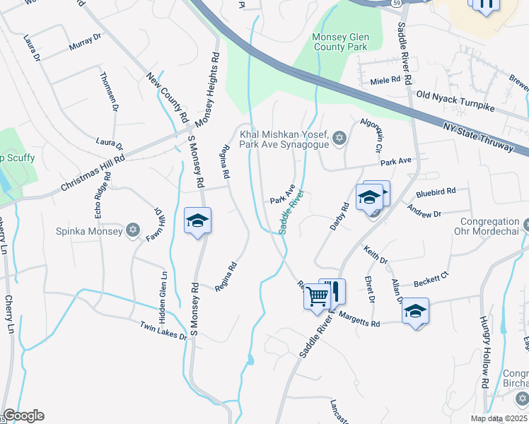 map of restaurants, bars, coffee shops, grocery stores, and more near 26 Regina Road in Airmont