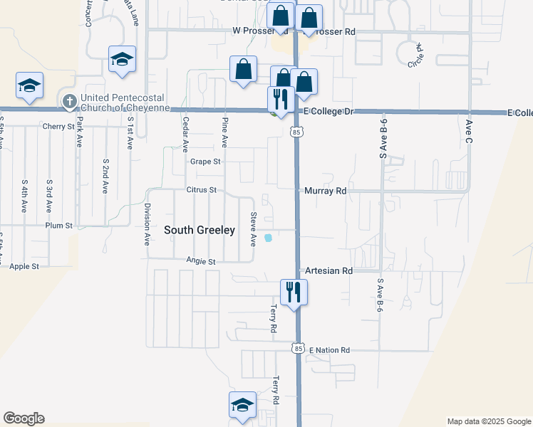map of restaurants, bars, coffee shops, grocery stores, and more near 200 Country West Road in Cheyenne