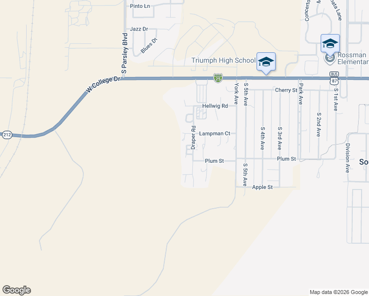 map of restaurants, bars, coffee shops, grocery stores, and more near 2112 Draper Road in Cheyenne
