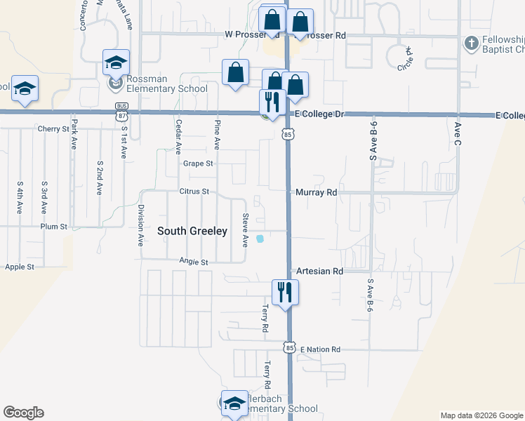 map of restaurants, bars, coffee shops, grocery stores, and more near 222 Country West Road in Cheyenne