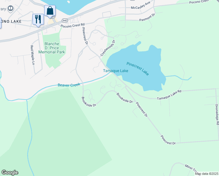 map of restaurants, bars, coffee shops, grocery stores, and more near Mooncreek Lane in Long Pond