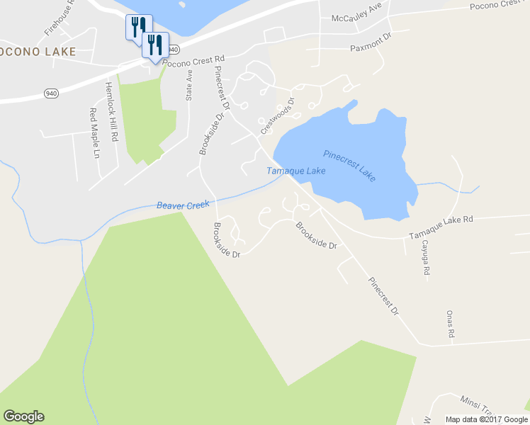 map of restaurants, bars, coffee shops, grocery stores, and more near Mooncreek Lane in Long Pond