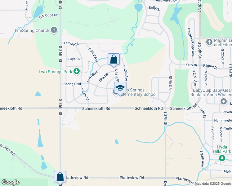 map of restaurants, bars, coffee shops, grocery stores, and more near 3001 Spring Boulevard in Bellevue