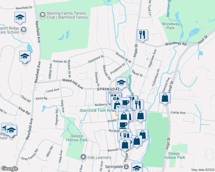 map of restaurants, bars, coffee shops, grocery stores, and more near in Stamford