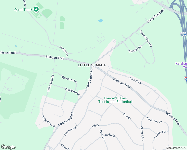 map of restaurants, bars, coffee shops, grocery stores, and more near 2832 Long Pond Road in Long Pond