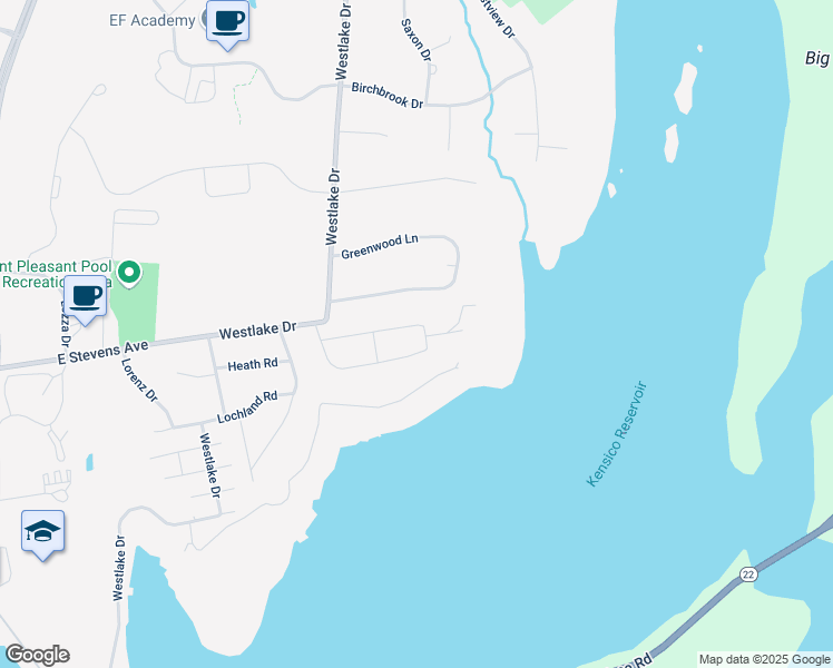 map of restaurants, bars, coffee shops, grocery stores, and more near 17 Clover Road in Valhalla