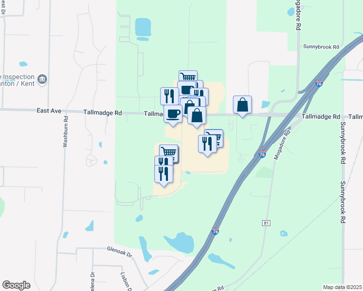map of restaurants, bars, coffee shops, grocery stores, and more near Cascades Blvd in Kent