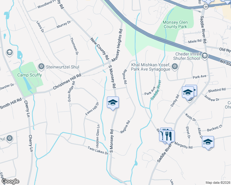 map of restaurants, bars, coffee shops, grocery stores, and more near 14 County Road 81 in Airmont