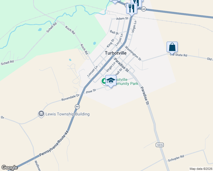 map of restaurants, bars, coffee shops, grocery stores, and more near 41 Church Street in Turbotville