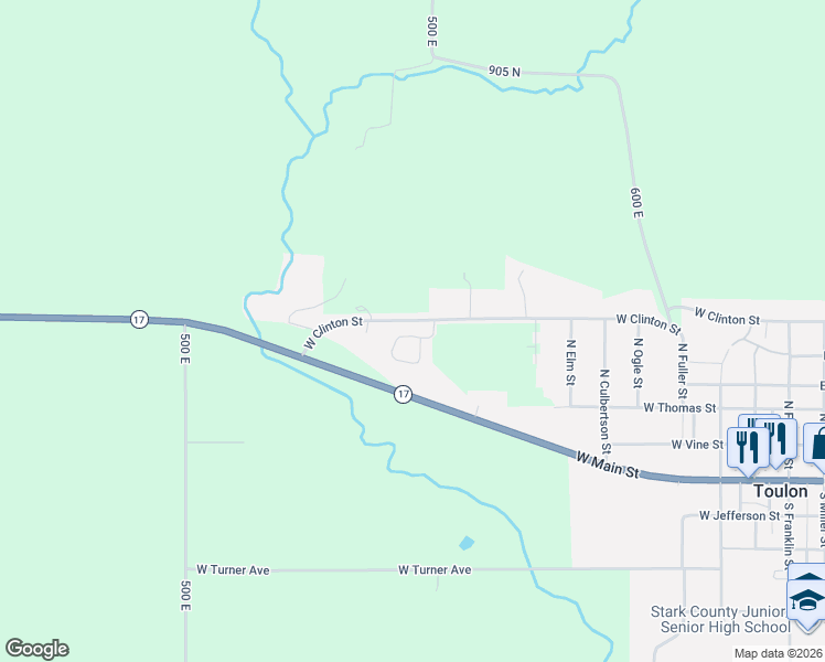 map of restaurants, bars, coffee shops, grocery stores, and more near West Clinton Street in Toulon