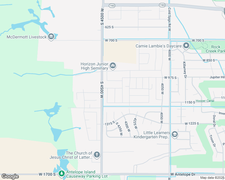 map of restaurants, bars, coffee shops, grocery stores, and more near 1068 South 4425 West in West Point