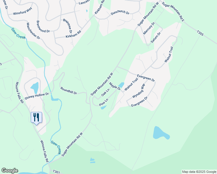 map of restaurants, bars, coffee shops, grocery stores, and more near 4104 Oak Lane in Bushkill