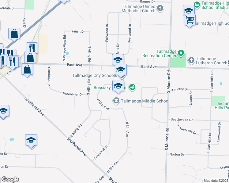 map of restaurants, bars, coffee shops, grocery stores, and more near 484 East Avenue in Tallmadge